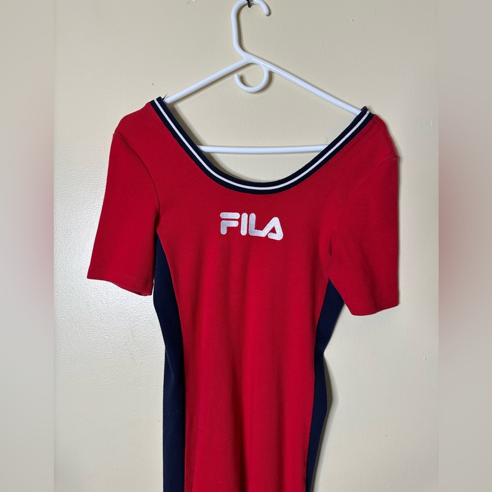 Fila Urban Outfitters Womens Dress Retro Short Sleeve Red Blue Size Medium - Picture 3 of 5